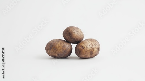 Wallpaper Mural Freshly harvested new potato tubers arranged in a pyramid on a clean white background for culinary or agricultural use Torontodigital.ca
