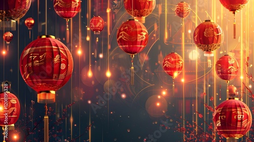Digital art-inspired wallpaper for Chinese New Year 2025 with modern aesthetics