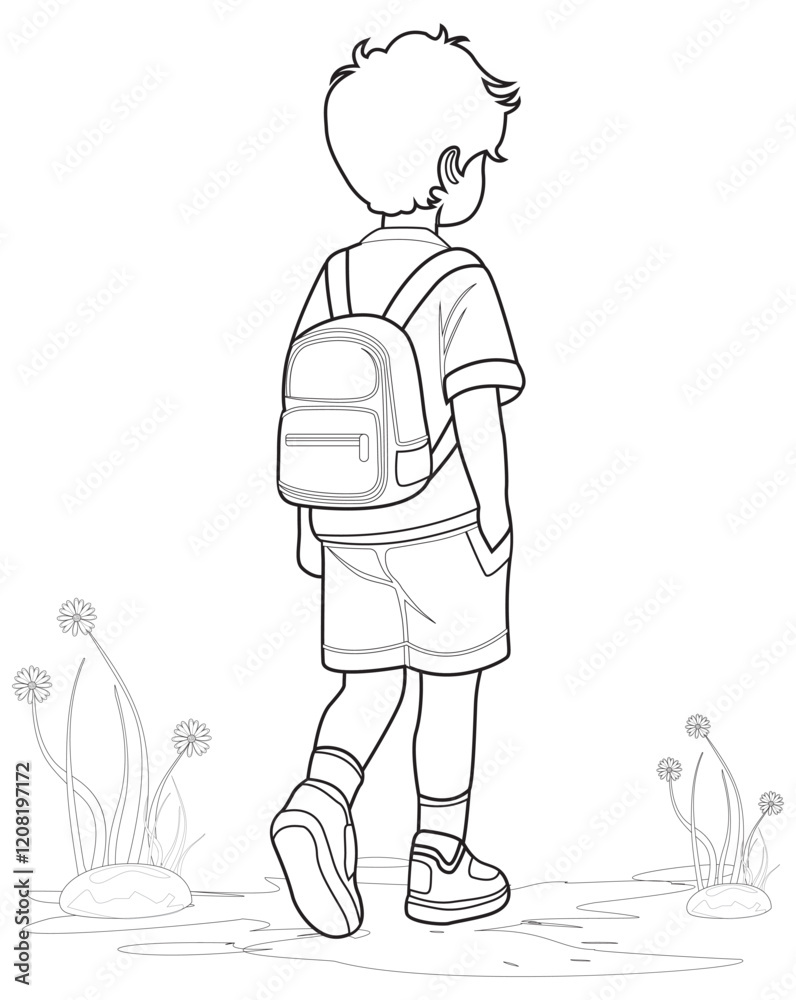 Obraz premium outline boy on white background vector design