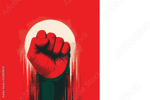 rising hand digital art & vector red & green