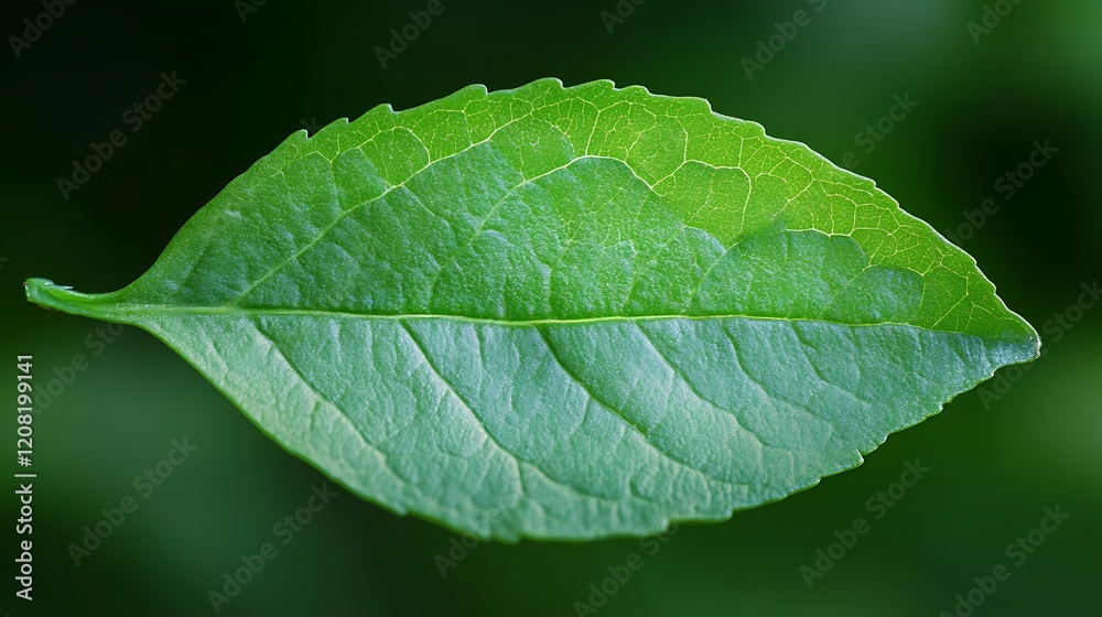 A Single Green Leaf Against A Dark Background A Single Green Leaf Against A Dark Background