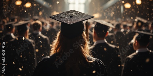 a graduate is looking at the crowd of people