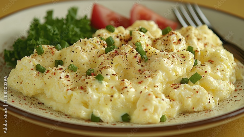 Delicious Creamy Scrambled Eggs with Herbs and Spices Delicious Creamy Scrambled Eggs with Herbs and Spices