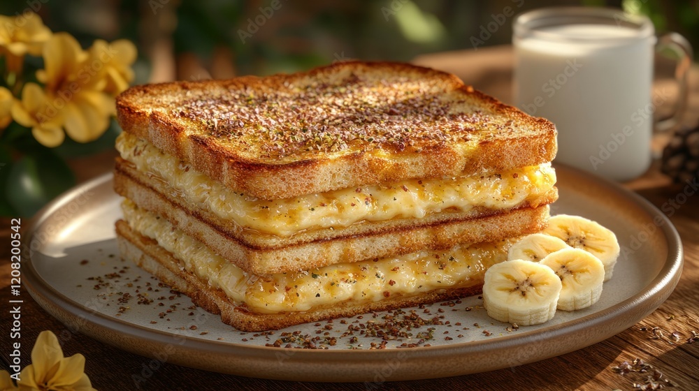 Delicious Triple-Decker Grilled Cheese with Banana Slices Delicious Triple-Decker Grilled Cheese with Banana Slices