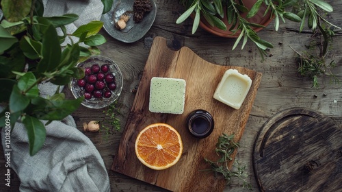Wallpaper Mural Cheese and fruit platter with rustic decor Torontodigital.ca