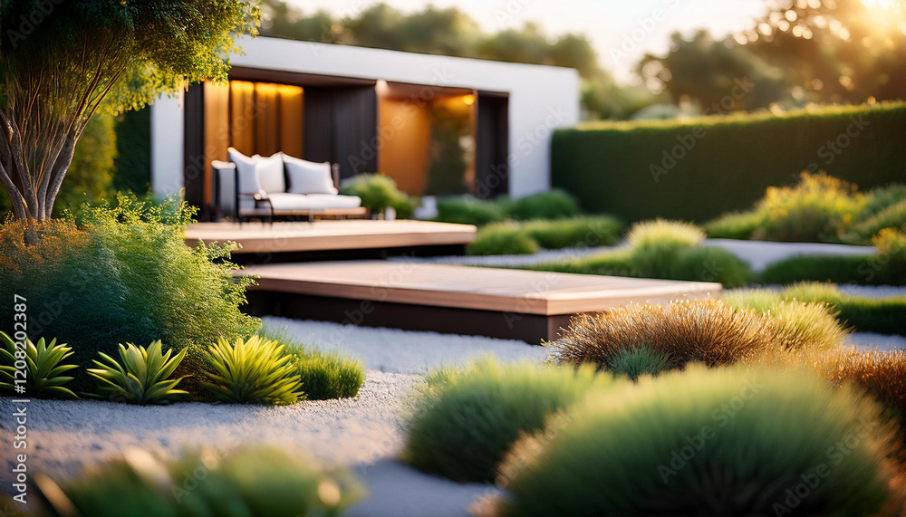 Naklejka premium Nowoczesny ogród patio