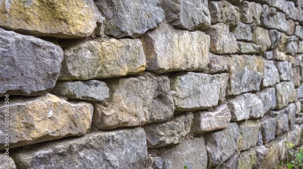 Close up of a rustic stone wall showcasing varied textures and colors in natural light for architectural and landscaping backgrounds Close up of a rustic stone wall showcasing varied textures and colors in natural light for architectural and landscaping backgrounds