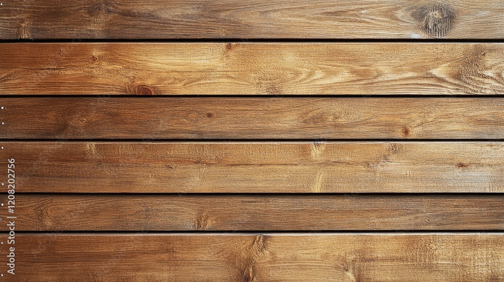 Naklejka premium Closeup of newly installed wooden boards on wall showcasing natural textures and rich brown hues for home decor background.