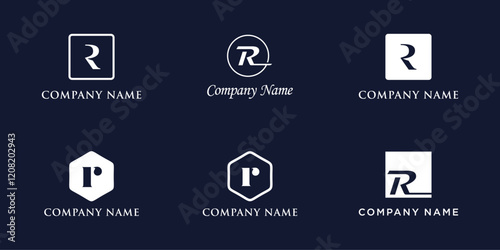 R Letter Logo Set Monogram style, bundle vector