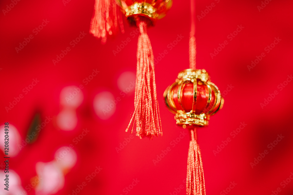Chinese New Year With Red Background, Chinese New Year Concept. Chinese New Year With Red Background, Chinese New Year Concept.