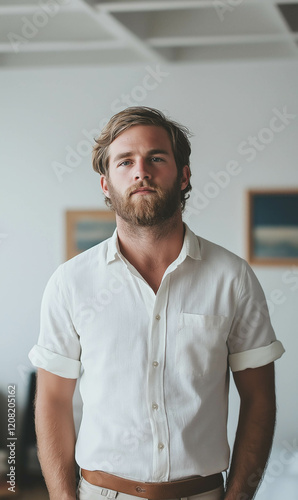 Man Standing On A White Bac...