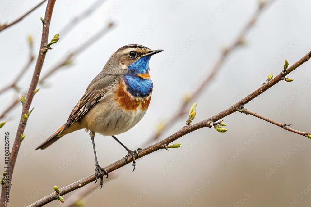 Bluethroat on a single bare twig on a branch, bluethroat bird twig, luscinia svecica twig, isolated bluethroat Bluethroat on a single bare twig on a branch, bluethroat bird twig, luscinia svecica twig, isolated bluethroat