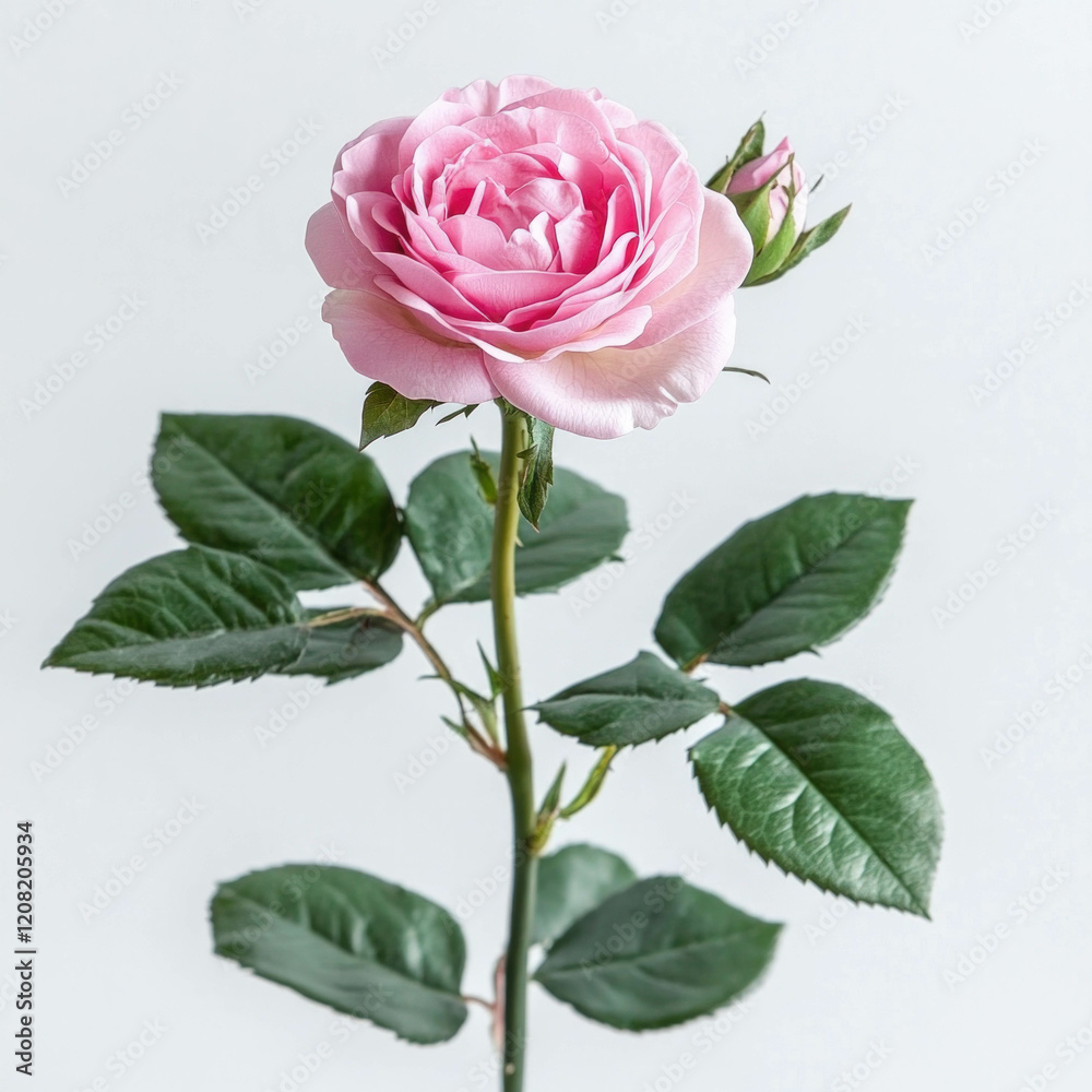Obraz premium Pink Single Rose Isolated