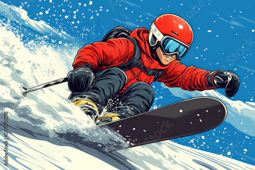 Ski Cartoon Illustration
