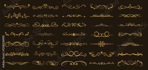 Set of Vintage decorative lines. text dividers. Line border. Lines separators, Borders, Vintage dividers, Underline elements. Vector illustration