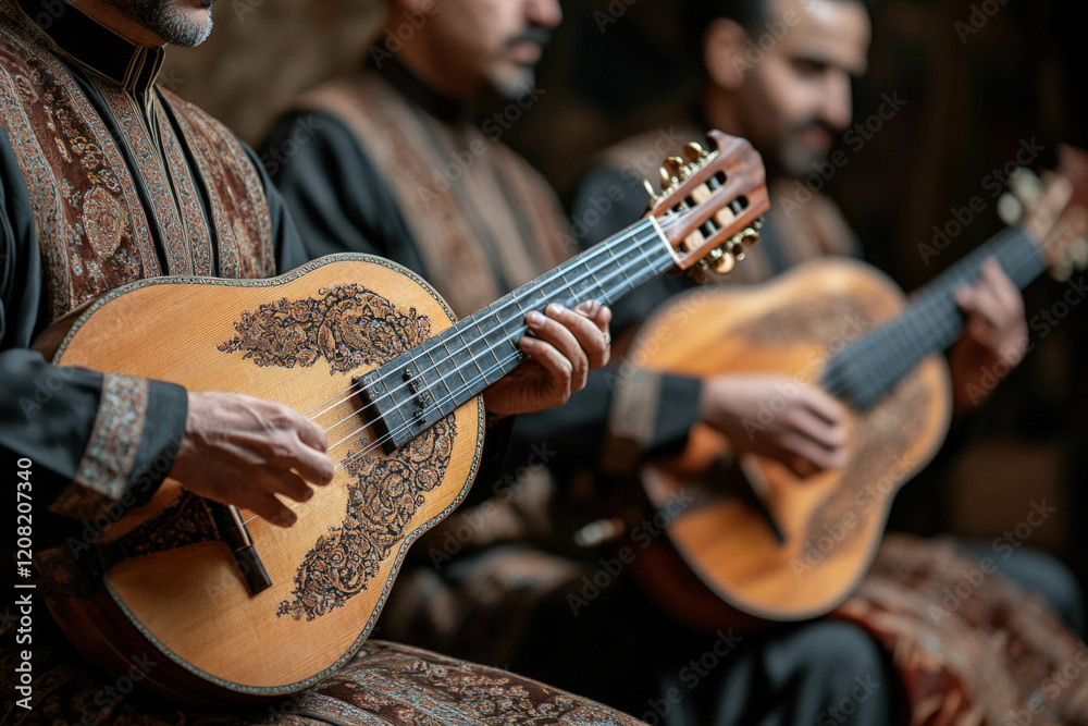 Fototapeta premium Traditional Musical Instruments Played During Ramadan Gatherings, Adding To The Festive Atmosphere