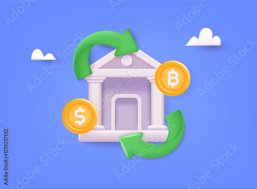 Currency exchange vector icon. 3D Web Vector Illustrations.