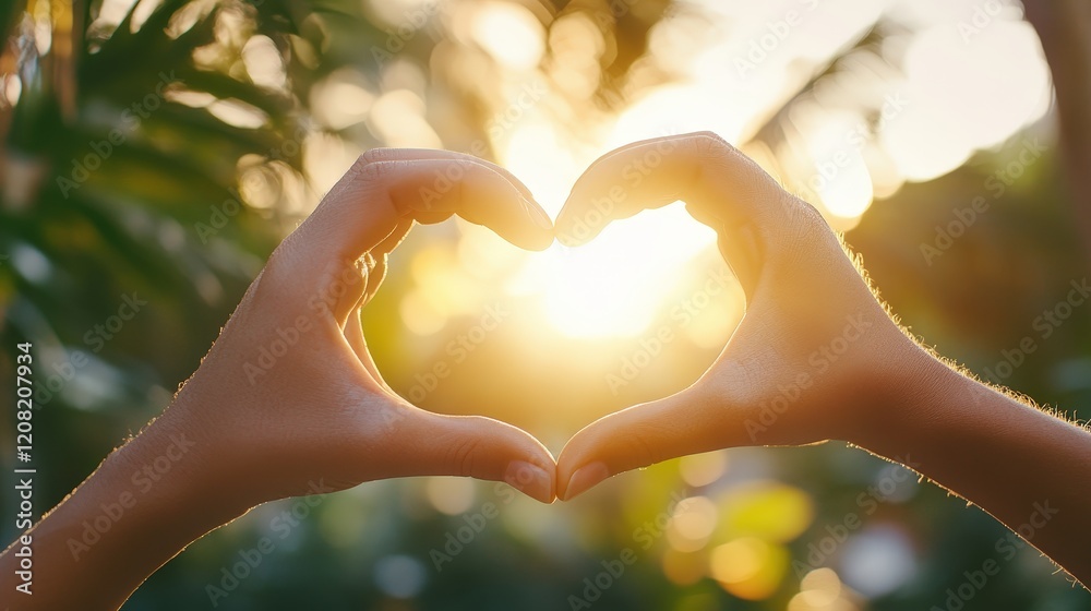 Two hands forming a heart in the sunlight Two hands forming a heart in the sunlight
