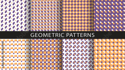 Set of seamless geometric patterns.
