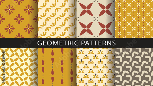 Set of seamless patterns with nature shapes
