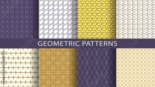 Set of seamless linear geometric patterns
