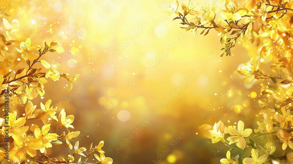 Fototapeta premium Bright Forsythia Blooms in Sunny Springtime with Golden Hues