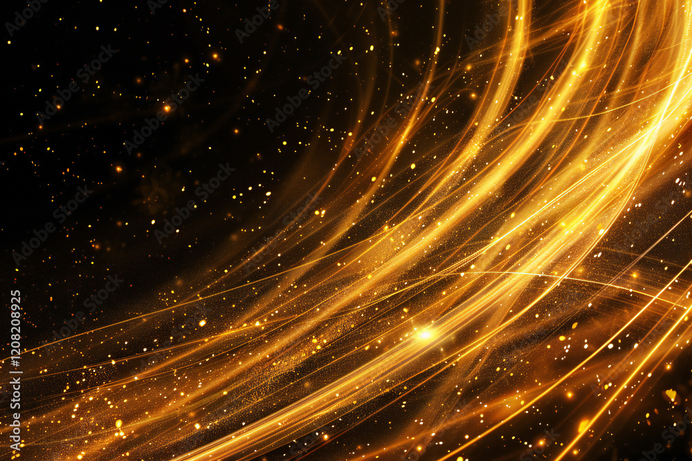 Fototapeta premium Luxury Gold Waves on Black Background with Sleek Metallic Highlights and Radiant Fluid Motion for Modern Abstract Elegance