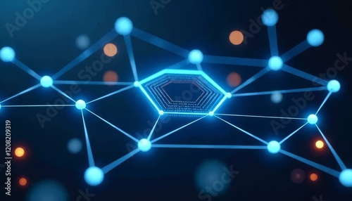 Network Connection, Data Nodes, Digital Structure, Futuristic Design