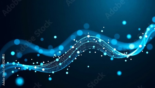 Abstract Blue Wave Tech Background, Data Flow Digital Art