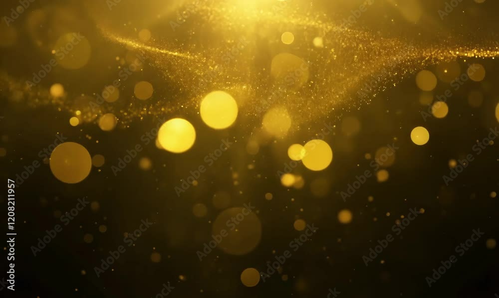 tranquil gold bokeh effect with floating light particles