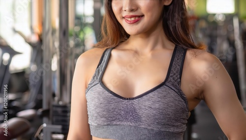 Asian woman in a gray sports bra and workout outfit posing confidently in a gym setting, showcasing modern activewear fashion, strength, and a healthy lifestyle.
Free Download Asian woman in a gray sports bra and workout outfit posing confidently in a gym setting, showcasing modern activewear fashion, strength, and a healthy lifestyle.
- GFXLoad