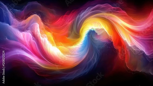 Abstract swirling colors in motion, dark background photo