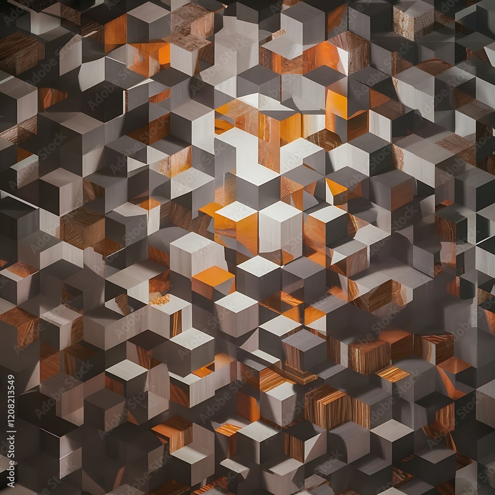 Background with 3d shape mosaic cube square abstract grey orange pattern wallpaper Background with 3d shape mosaic cube square abstract grey orange pattern wallpaper