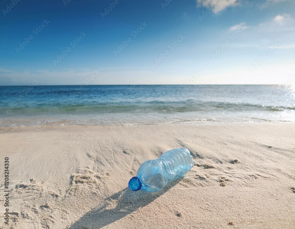 Plastic bottle garbage on the beach. Environmental pollution issues. Plastic bottle garbage on the beach. Environmental pollution issues.