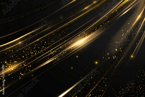 Luxury Gold Waves on Black Background with Sleek Metallic Highlights and Radiant Fluid Motion for Modern Abstract Elegance