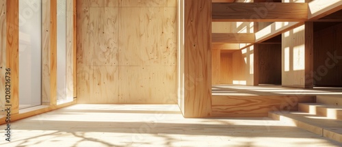 unfinished new plywood house frame wood timber wall