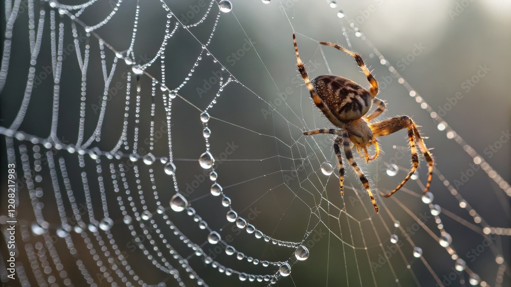 Dew-Kissed Orb Weaver Macro Photography of Spiderweb, Spider, Nature,Water Droplets Spider, Macro Photography Dew-Kissed Orb Weaver Macro Photography of Spiderweb, Spider, Nature,Water Droplets Spider, Macro Photography