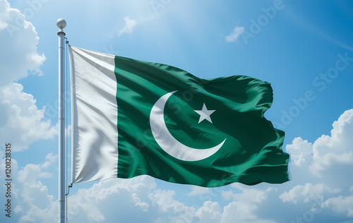 Vibrant Pakistan Flag Green with White Stripe