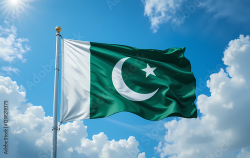 Vibrant Pakistan Flag Green with White Stripe