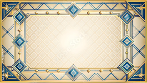 Art Deco Golden Frame with Diamond Pattern 