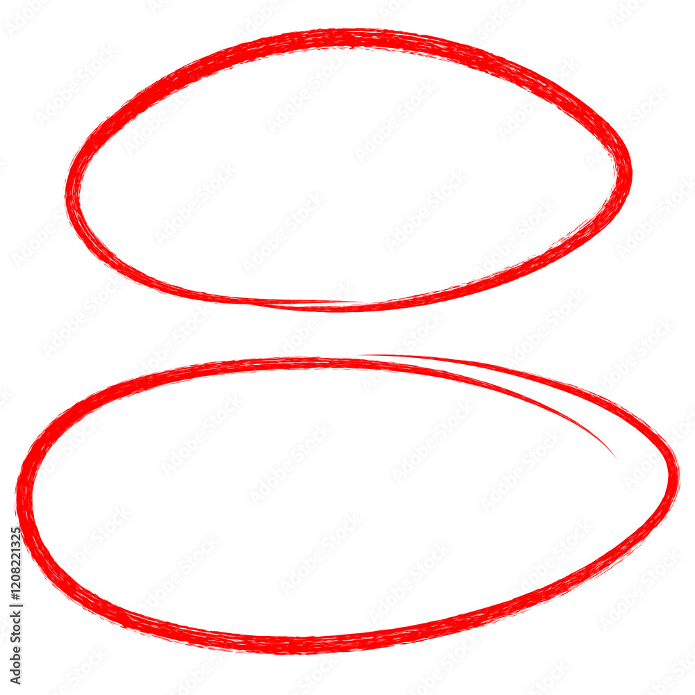 Red hand drawn highlight circle isolated on transparent background Red hand drawn highlight circle isolated on transparent background