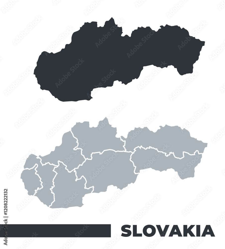 Slovakia flat and border outline vector maps Slovakia flat and border outline vector maps