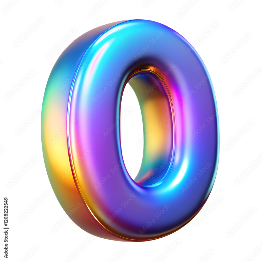 3D holographic digit isolated on background. Iridescent number for holidays, special dates and birthdays 3D holographic digit isolated on background. Iridescent number for holidays, special dates and birthdays