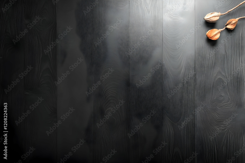 Obraz premium Dark Wood Background with Dried Seed Pods