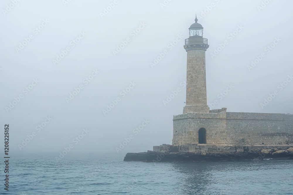 Lighthouse in Misty sea. Lighthouse in Misty sea.