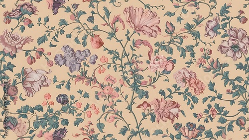 Vector classical wall-paper with a flower pattern.
