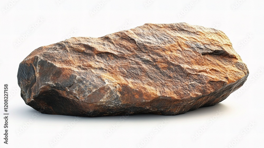 Realistic Textured Rock Isolated on White Background for Visual Use