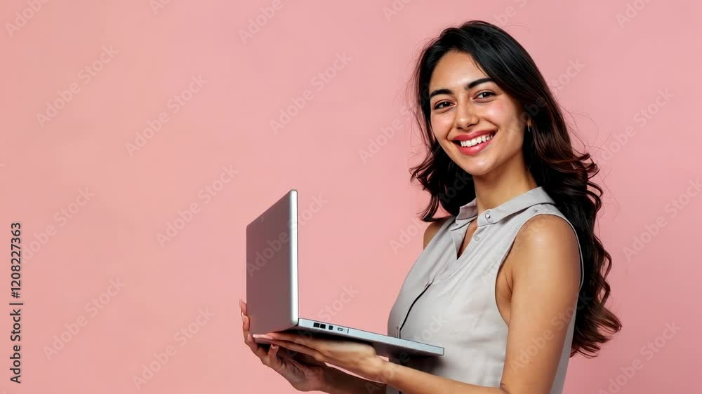 The Smiling Woman with Laptop The Smiling Woman with Laptop