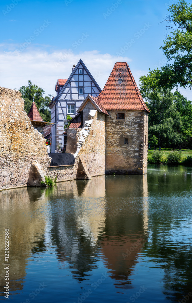 Medieval city wall of the historic town Weissenburg