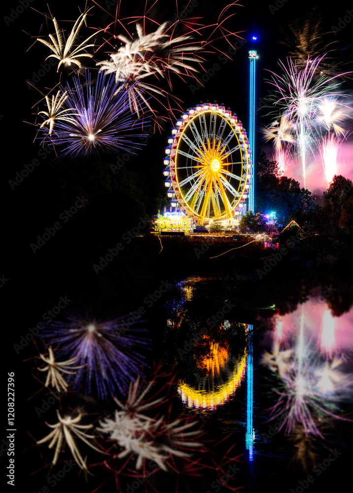 Fireworks at a fairground